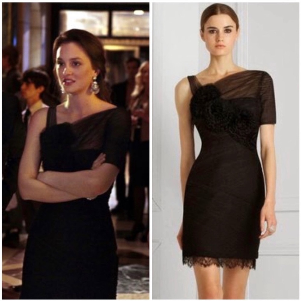 BCBG Rosette Gossip Girl black lace tulle dress